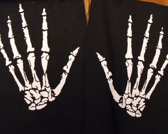2 SKELETON HANDS patch goth horror punk Free Shipping
