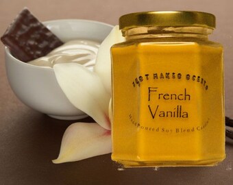 French Vanilla Scented Soy Candle - Homemade French Vanilla Candle - Free Shipping on Orders of 6 or More - Home Made French Vanilla Candle