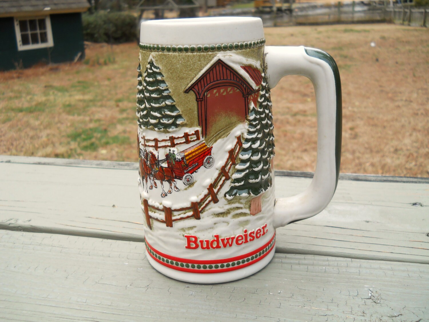 Vintage Holiday Budweiser Beer Stein