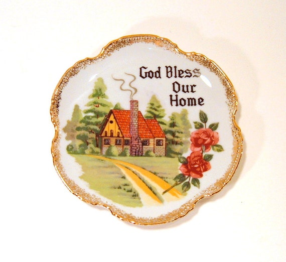 Items similar to Wall Plate God Bless Our Home, Vintage ...