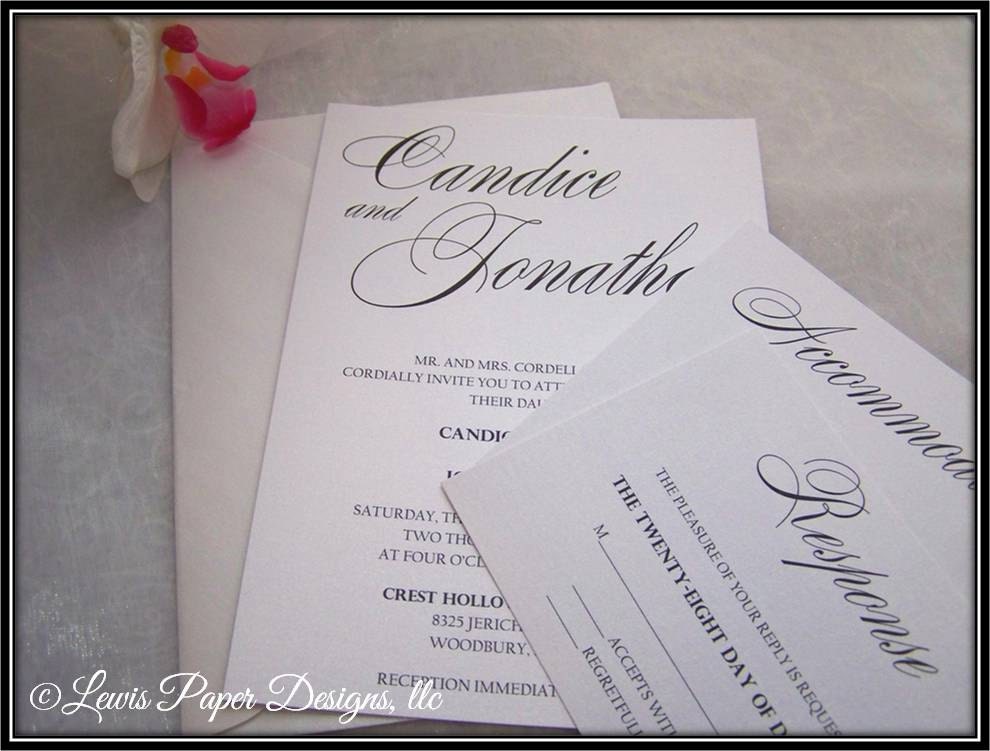 Fancy Script – Black, White Wedding Invitation – OnePaperHeart ...