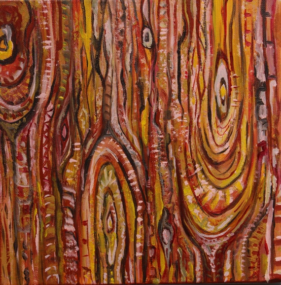Original Painting- Abstract- Tree Bark- Wood Grain- Modern- Lines 