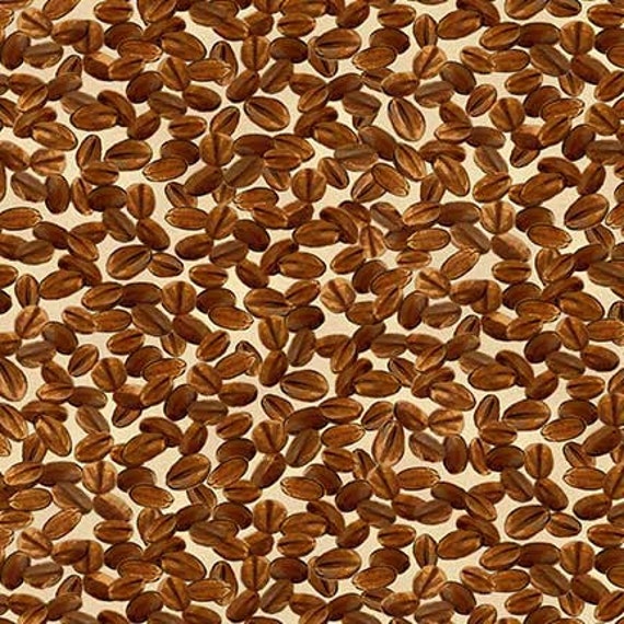 Coffee Bean Fabric Le Petit Bistro Coffee by FeatheredNest97030