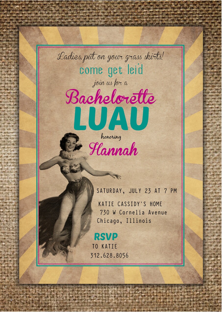 Luau Bachelorette Party Invitations 6