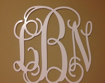 PAINTED Wooden Monogram - Wood Monogram Letters - Dorm Room Decor Wall hanging - Nursery Decor- Wedding Decor
