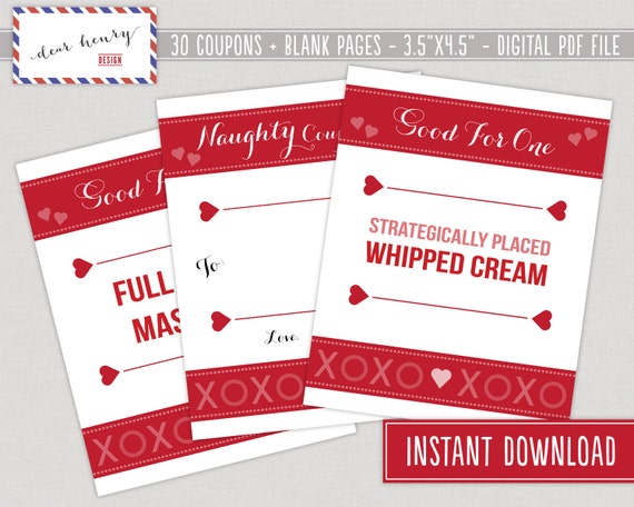 Mature Sexy Love Coupons Naughty Printable By Dearhenrydesign