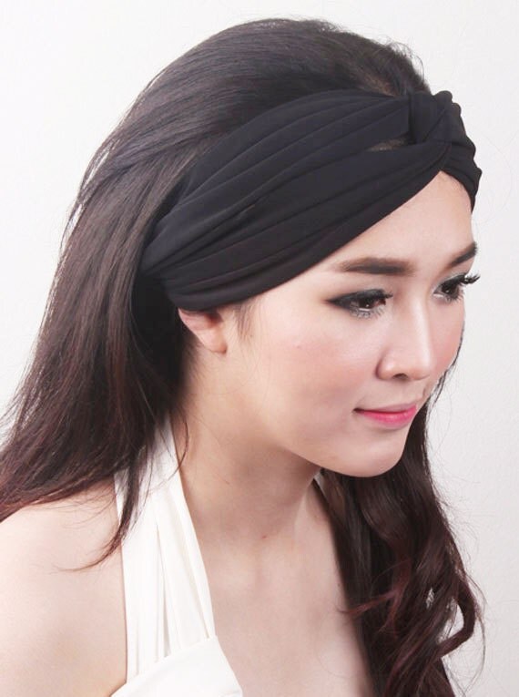 Super Black Turban Twist Twisted Headband Headbands Black
