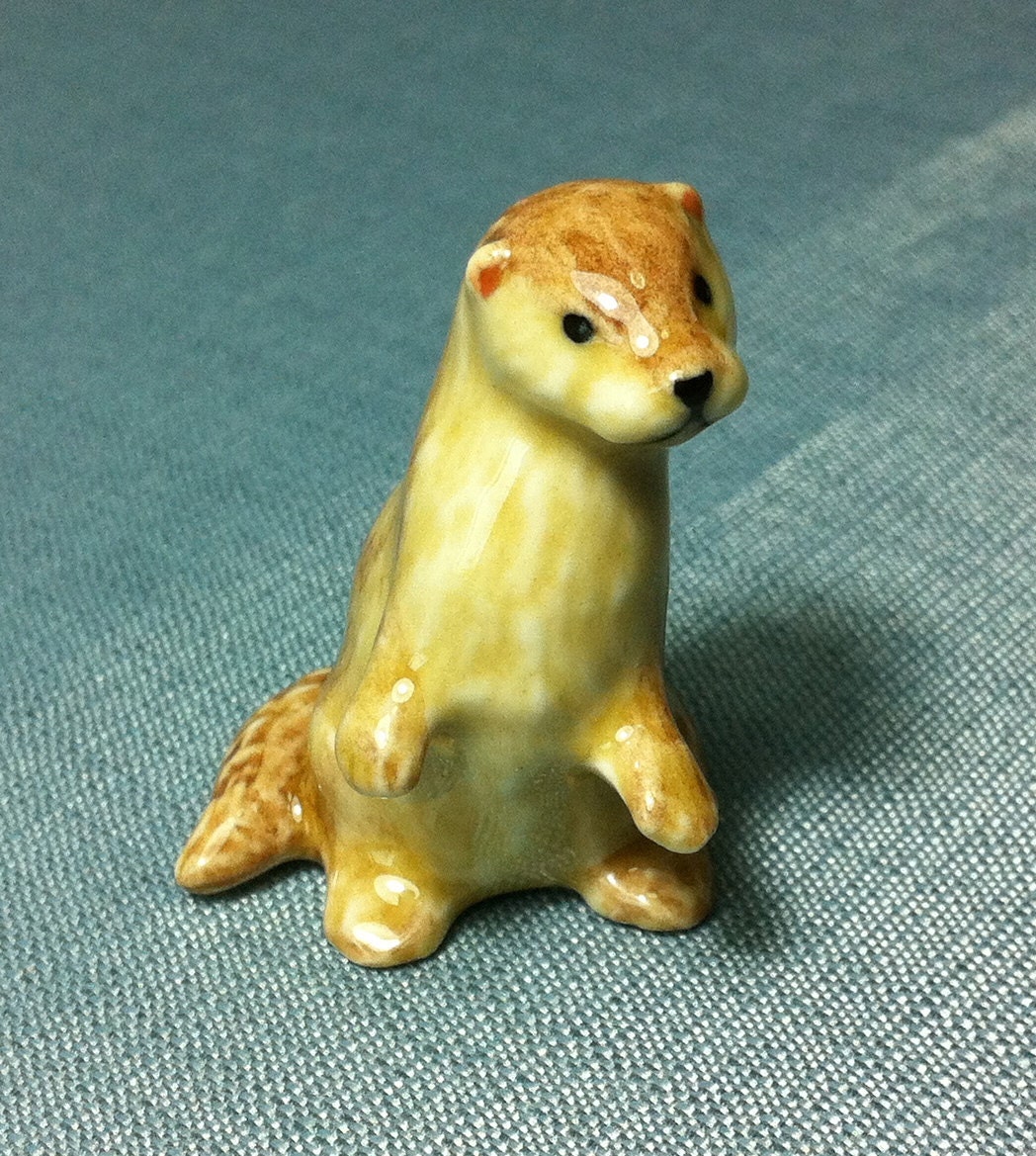 Miniature Ceramic Otter Animal Funny Cute Little Tiny Small