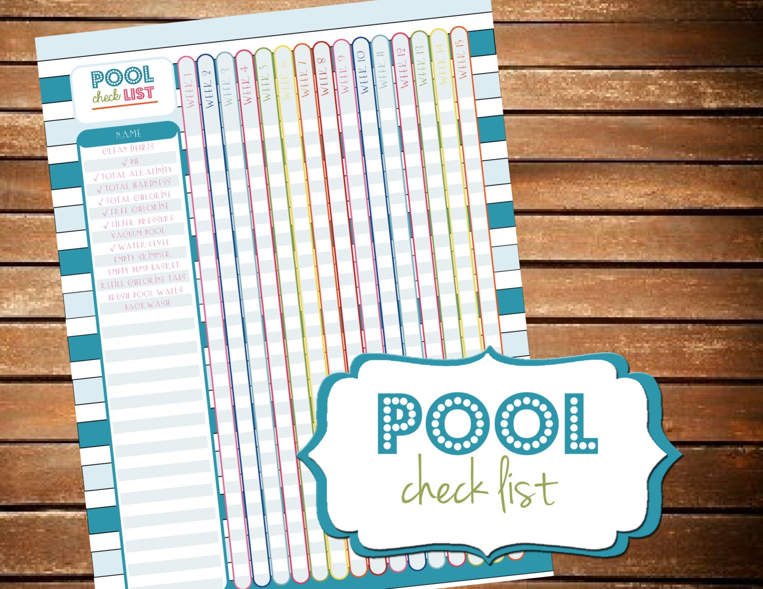 Pool Cleaning Checklist Pool Planner Printable Planner