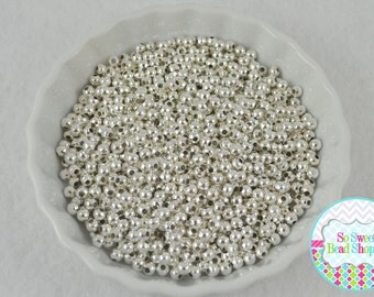 4mm Silver Metal Spacer Beads, 500 ct, Chunky Necklace Supplies