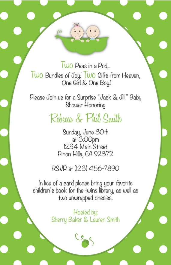 Two Peas In A Pod Baby Shower Invitation & Thank You Card