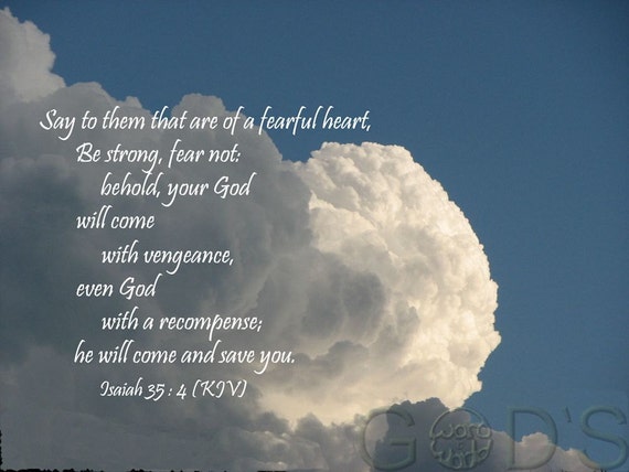 Isaiah 35:4, KJV, Item 16, Scripture Picture, Clouds, Sky Scene, Fear ...