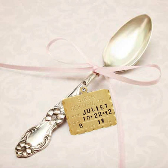 Baby's First Silver Spoon Birth Annoucement Vintage