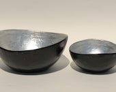 Bowl paper mache universal black with silver leaf