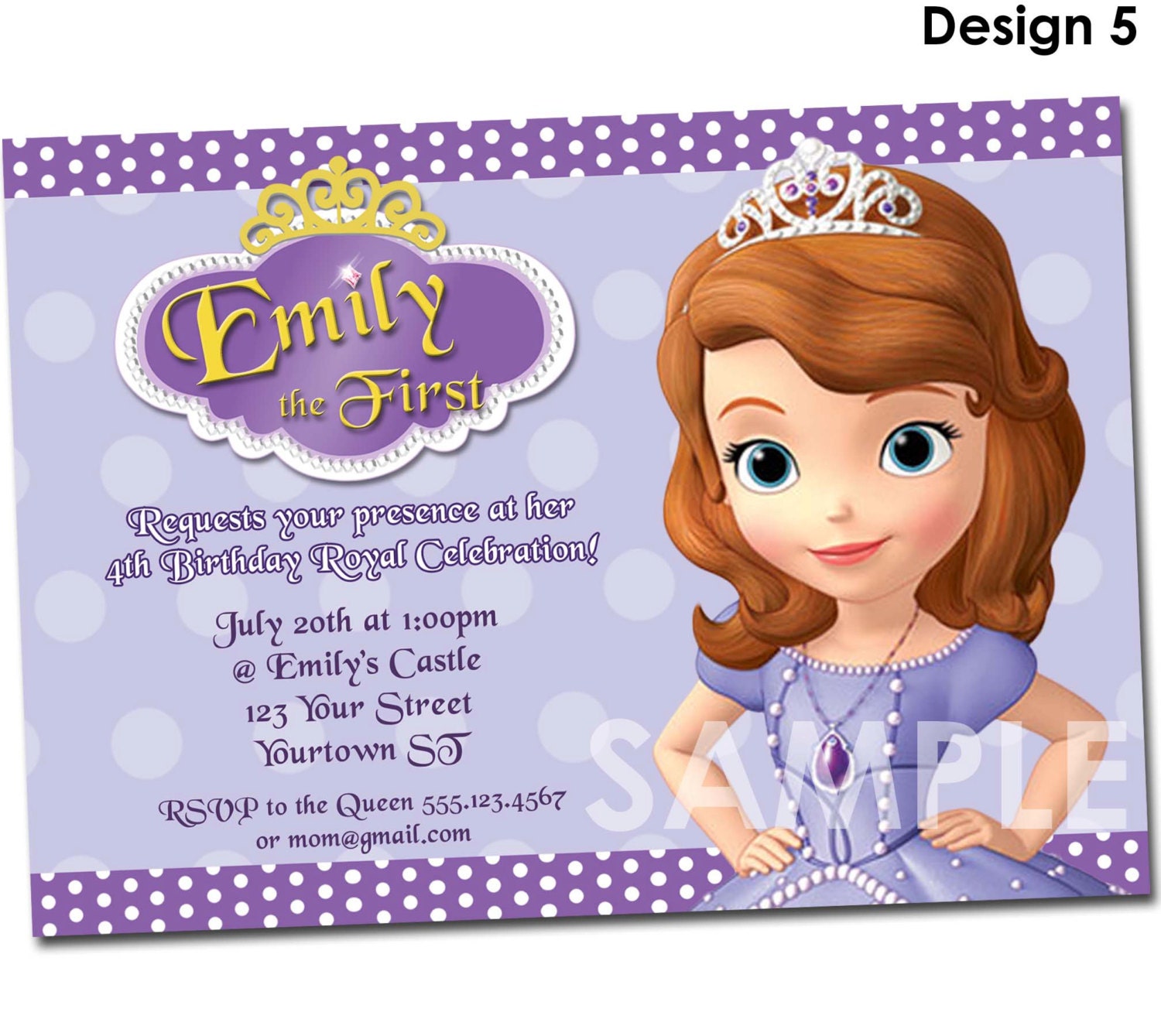 Sofia the First Birthday Invitation Printable Party Invite