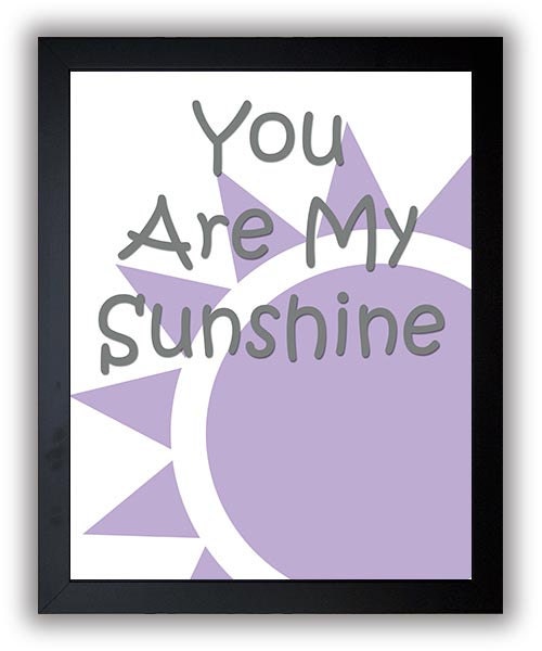 You Are My Sunshine Nursery Art Nursery Print Baby Art Sun Print Purple Grey Gray Baby Art Baby Pink