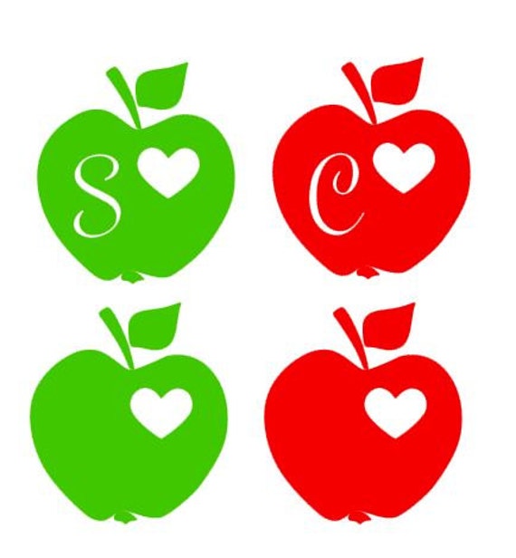 Download Items similar to Teacher Apple Heart Vinyl Decal - With or ...