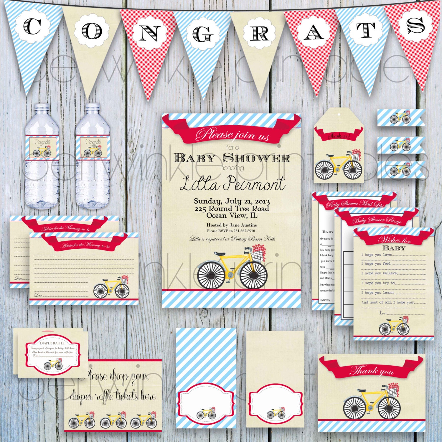 INSTANT DOWNLOAD Printable Baby Shower Set Printalbe Party