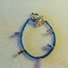 Handmade Brite Children's Bracelet Blue Beaded with Multi colored Flowers