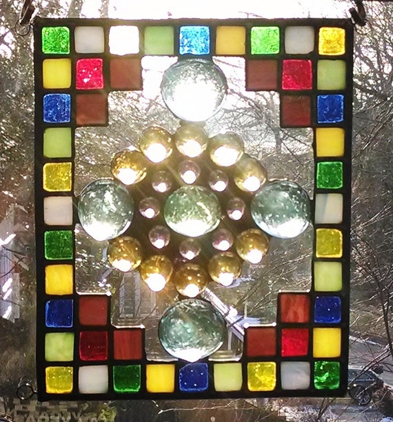 8.5x7 Stained Glass Gem Burst by BearNakedGlass on Etsy