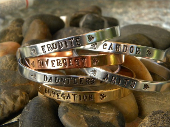 Divergent inspired bracelet - Factions - Abnegation, Dauntless, Amity, Candor, Erudite, Divergent