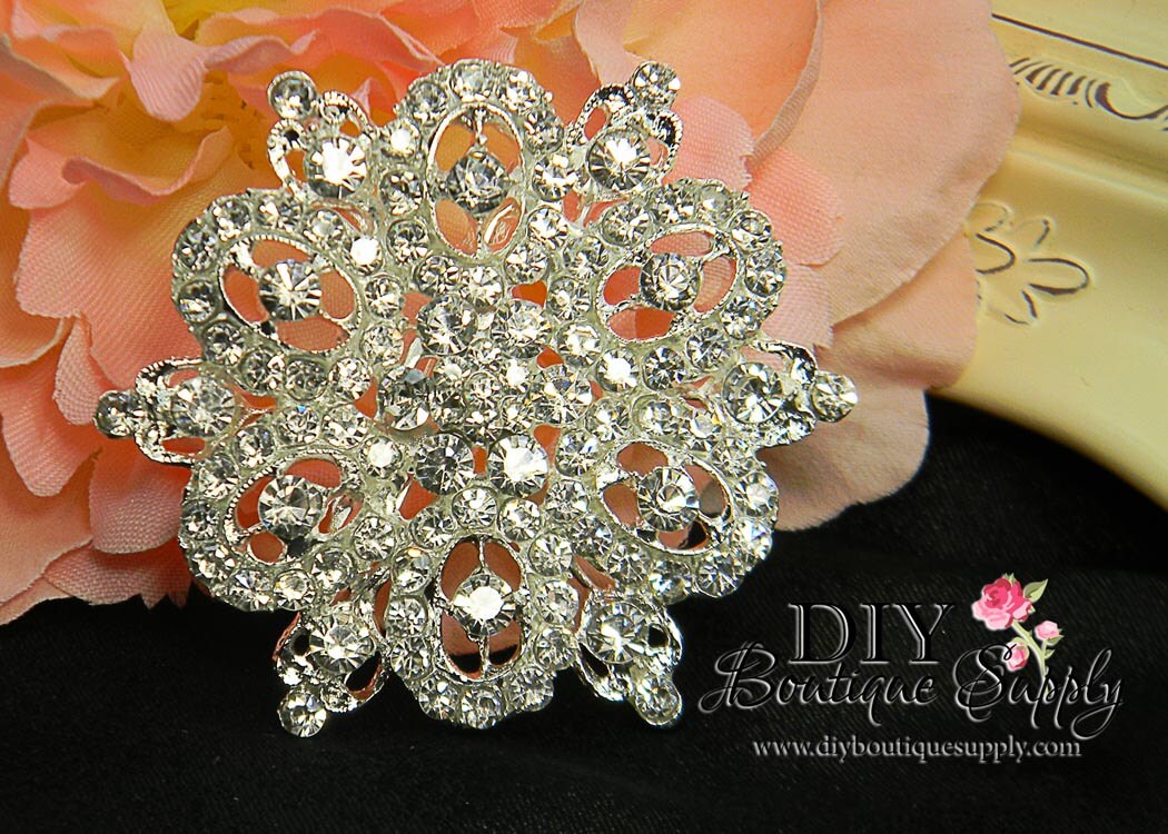 Large Rhinestone Brooch Pin - Crystal Brooch - Wedding Rhinestone Brooches - Rhinestone Brooch 60mm 040175