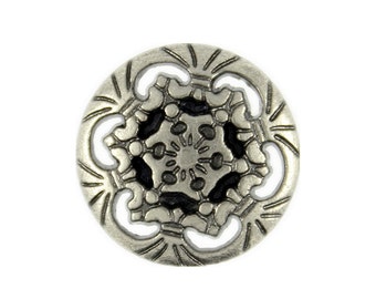 Metal Buttons - Openwork Snowflake Nickel Silver Metal Shank Buttons - 15mm - 5/8 inch - 6 pcs