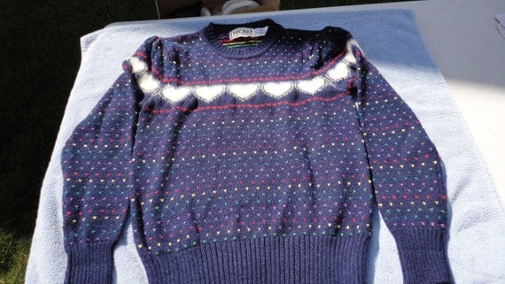 Vintage Multi-colored Crewneck Women's Sweater by CatesClassics