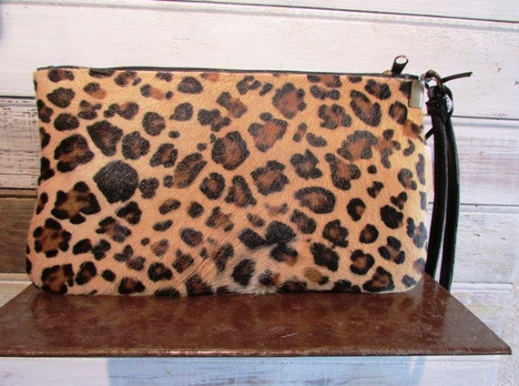 black leopard print clutch bag