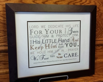Baby Boy Baptism Gift - Christening Gift - Personalized Baptism Gift - Baptism gift for Godchild - Religious Art - Framed Art - Baby gift