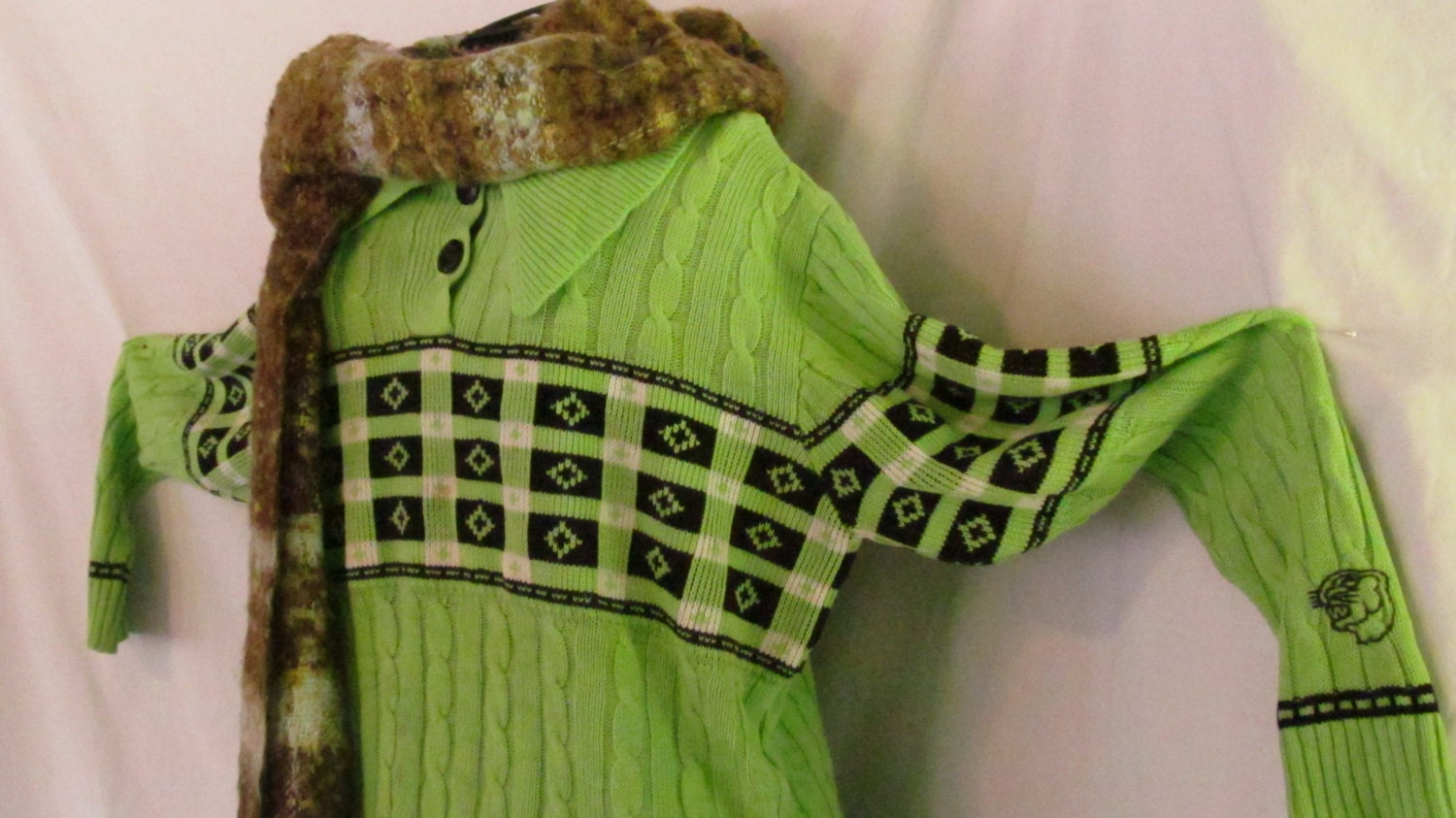 Vintage Arctic Cat Sweater Neon Green Snowmobile Clothing