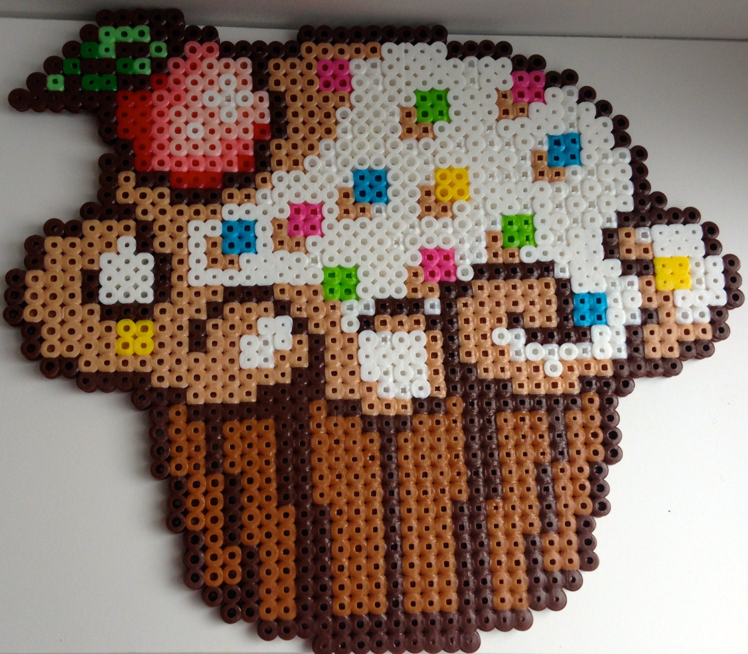 Large Cupcake Perler Bead Figure