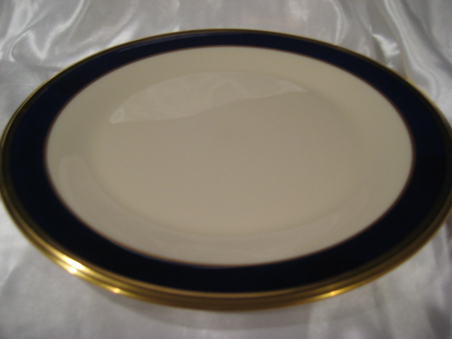 Lenox China Dinner Plate Cobalt Blue with Gold trim marked