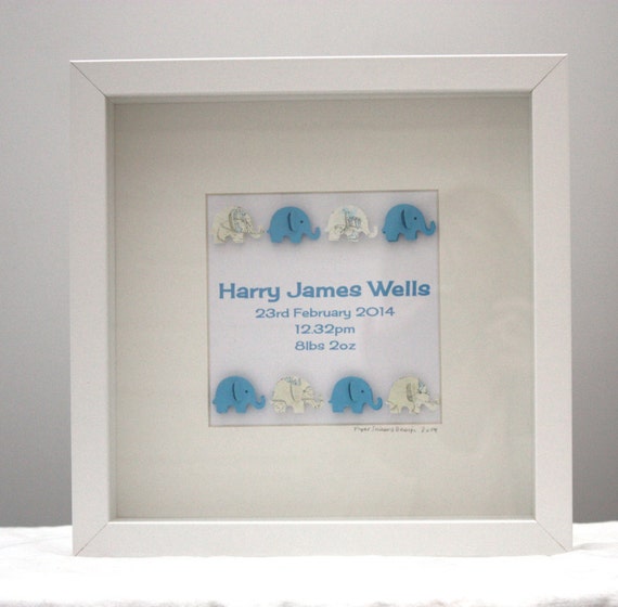 Personalised Framed Baby Wall Art Boys or by PaperScissorsDesign