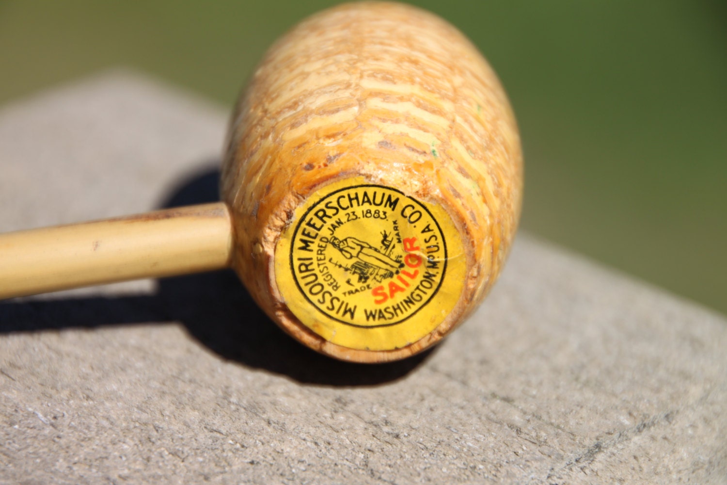 Unsmoked Antique Missouri Meerschaum Corn Cob Pipe Reed Stem