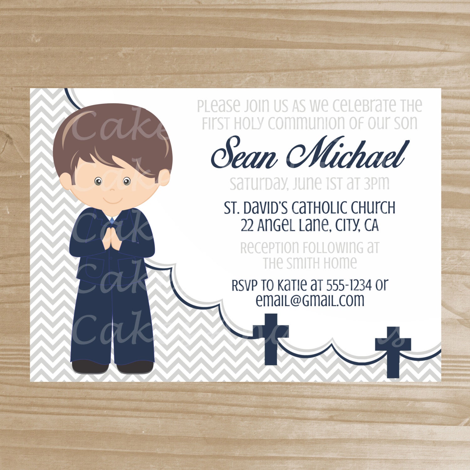 First Communion Invitation For A Boy Boy By Cakesandkidsdesigns