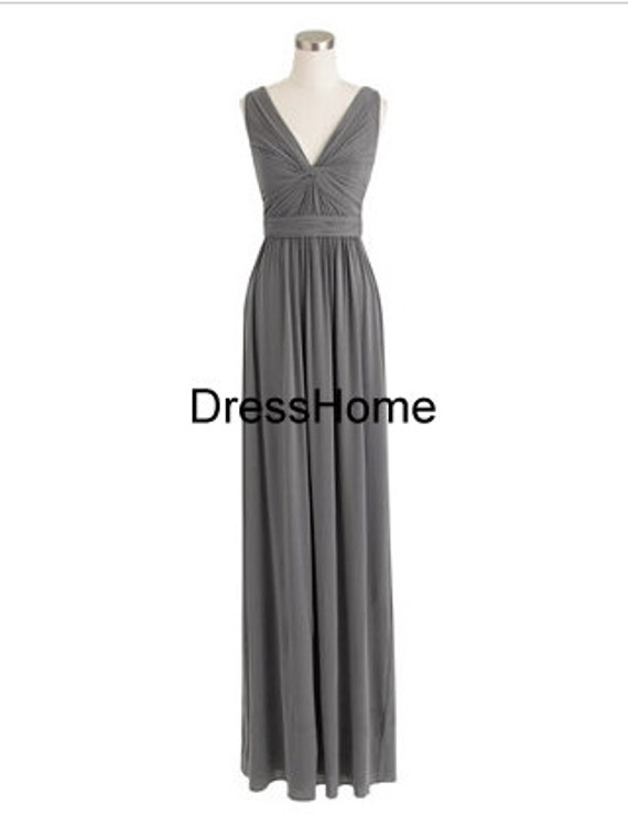 Bridesmaid Dress - Long V-neck bridesmaid Dress / Grey bridesmaid Dress / Prom Dress / Long Prom Dress / Grey Prom Dress