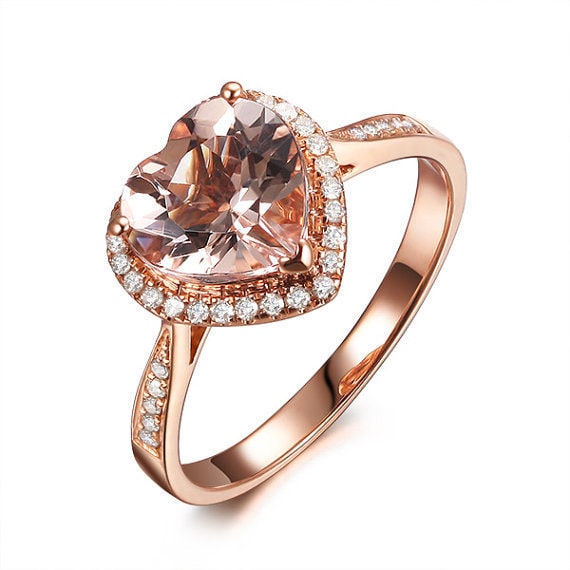 Heart Shape 8mm VS Pink Morganite Engagement Ring SI by TheLOGR