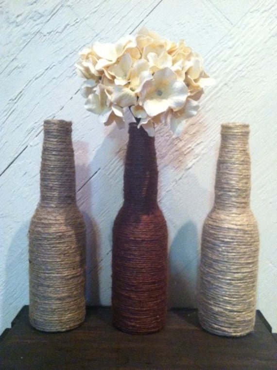 Items similar to Rustic Twine Vase on Etsy