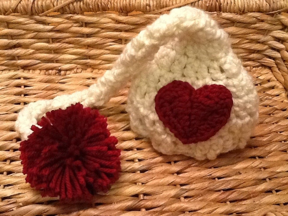 Crocheted valentines hat valentine stocking hat photo prop