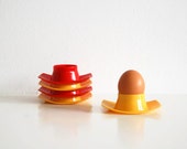 Retro egg cups by Gerda from Germany. Red / yellow / breakfast