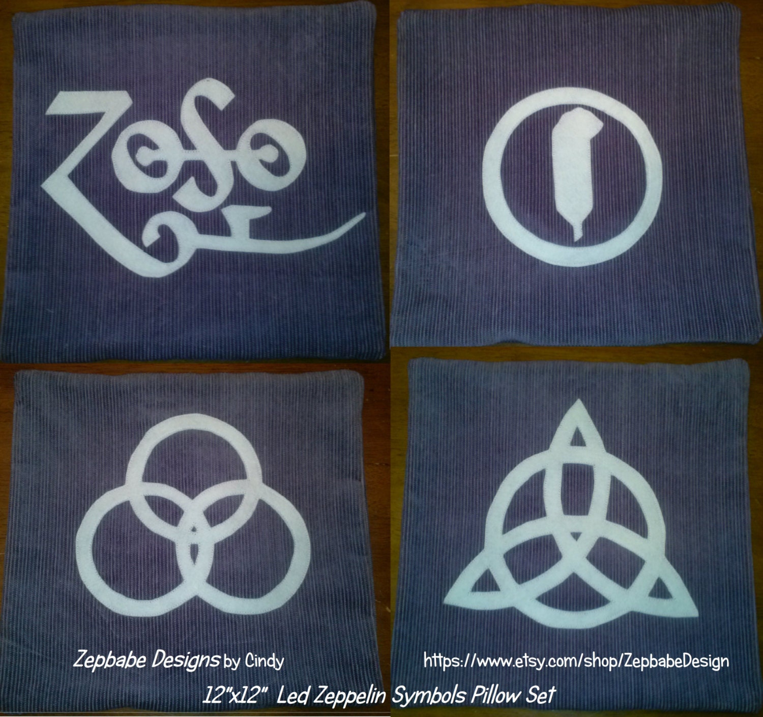 Led Zeppelin Four Symbols Purple Pillow Set