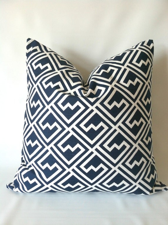 Navy Pillow Cover One 24 x 24 Navy Blue by TheSeafoamCottage