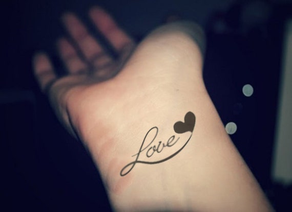 Items similar to 2pcs LOVE - InknArt Temporary Tattoo ...