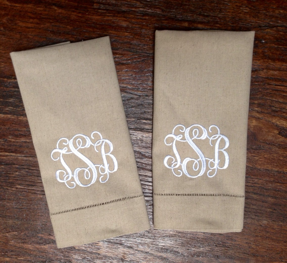 2Vintage Tea Towels Monogrammed Set