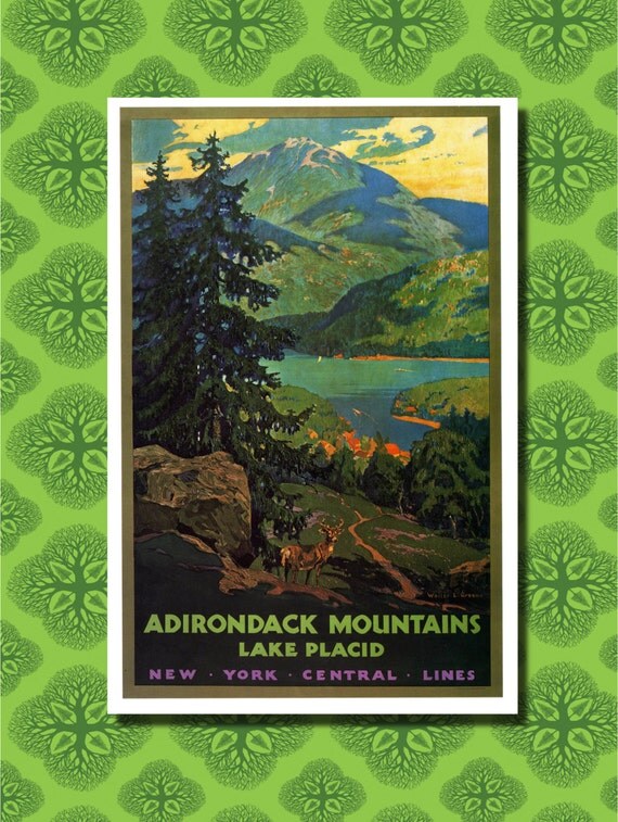 Adirondack Mountains Lake Placid Travel Poster Wall Decor 7