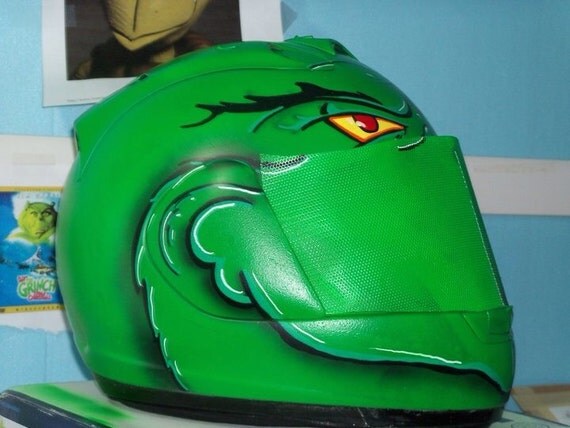 Items similar to Grinch Motorcycle Helmet on Etsy