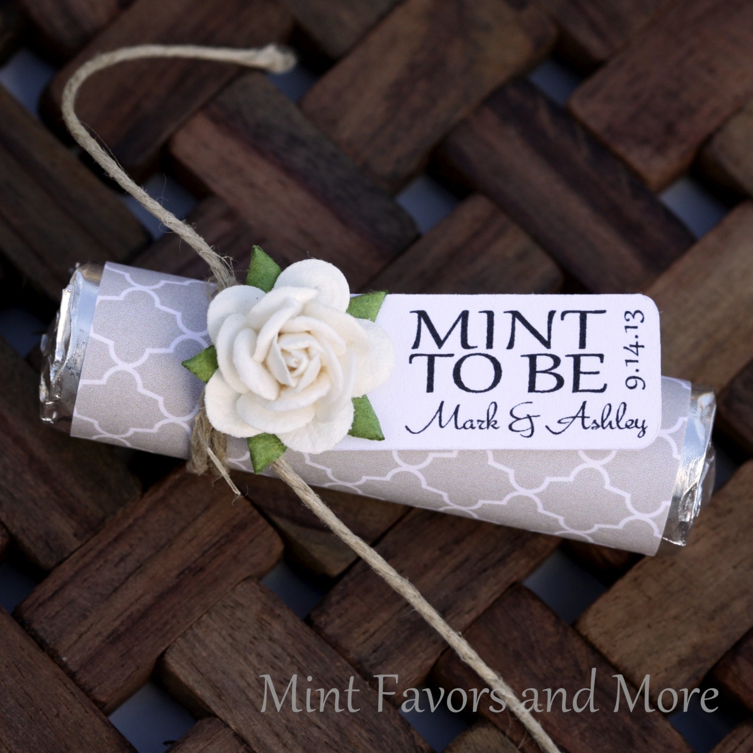 100 Mint Wedding Favors with Personalized Mint to