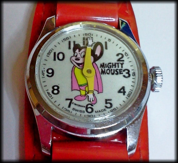 Vintage Mighty Mouse Mechanical Character Watch by Bradley