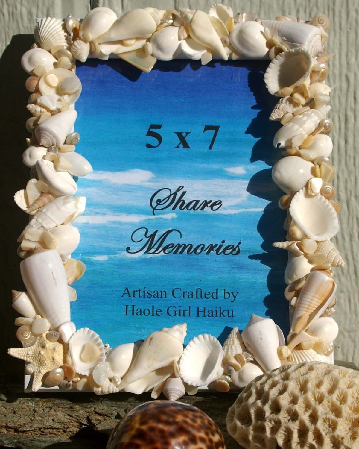 5x7 Handmade White Shell Picture Frame Beach Shells Beach